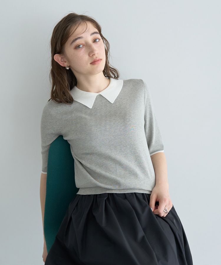 YECCA VECCA「襟付きパールニット」|ニット・セーター|