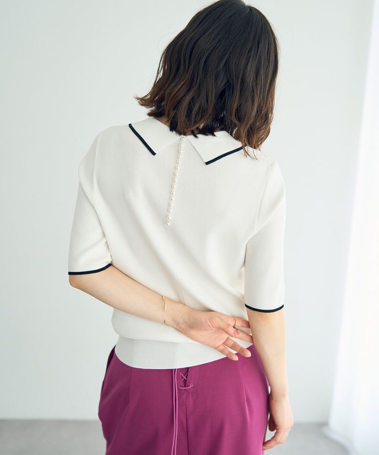 YECCA VECCA「襟付きパールニット」|ニット・セーター|