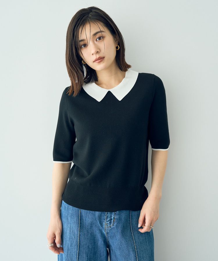 YECCA VECCA「襟付きパールニット」|ニット・セーター|