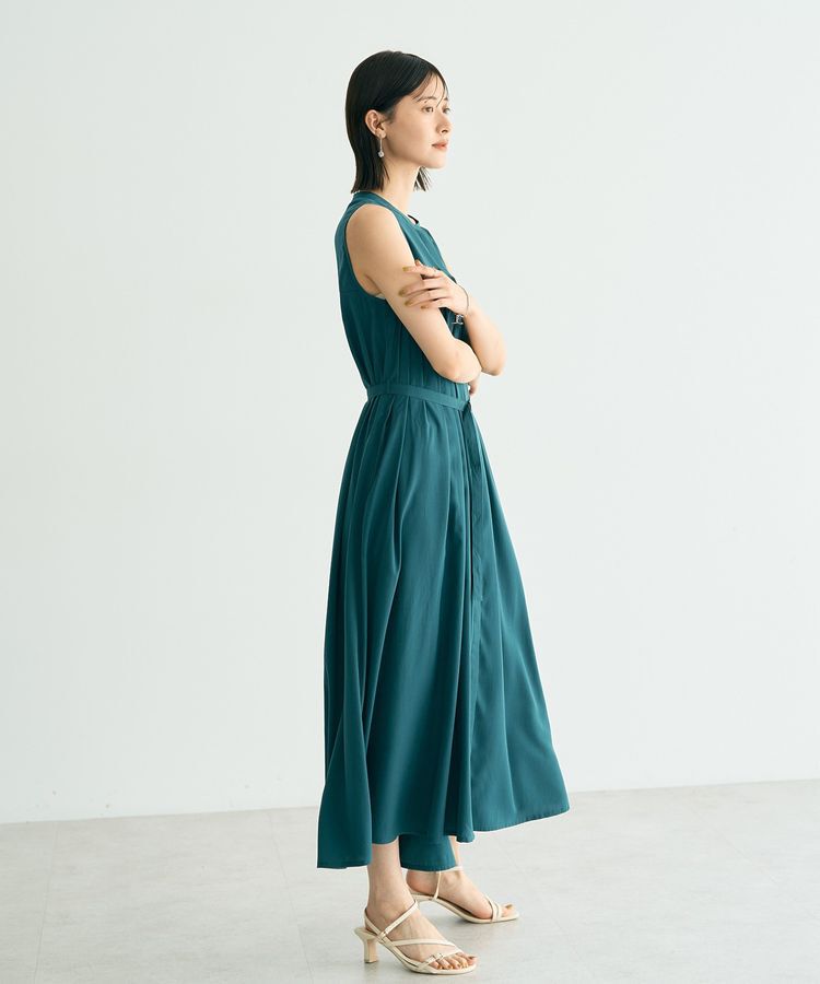 YECCA VECCA「ベルト付きラメステッチギャザーワンピース」|ワンピース|