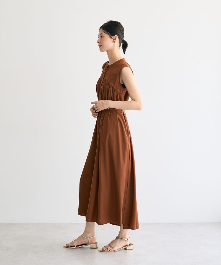 YECCA VECCA「ベルト付きラメステッチギャザーワンピース」|ワンピース|