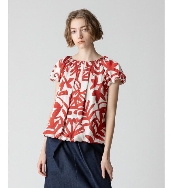 allureville「ペインティングフラワープリントブラウス」|シャツ・ブラウス|レッド