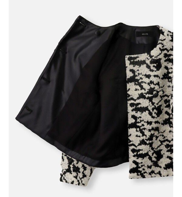 allureville「モノトーンパイルジャガードノーカラージャケット」|ノーカラージャケット|