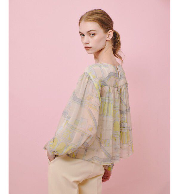 LOULOU WILLOUGHBY「【LOULOU WILLOUGHBY】カテドラルプリント ブラウス」|シャツ・ブラウス|ベージュ