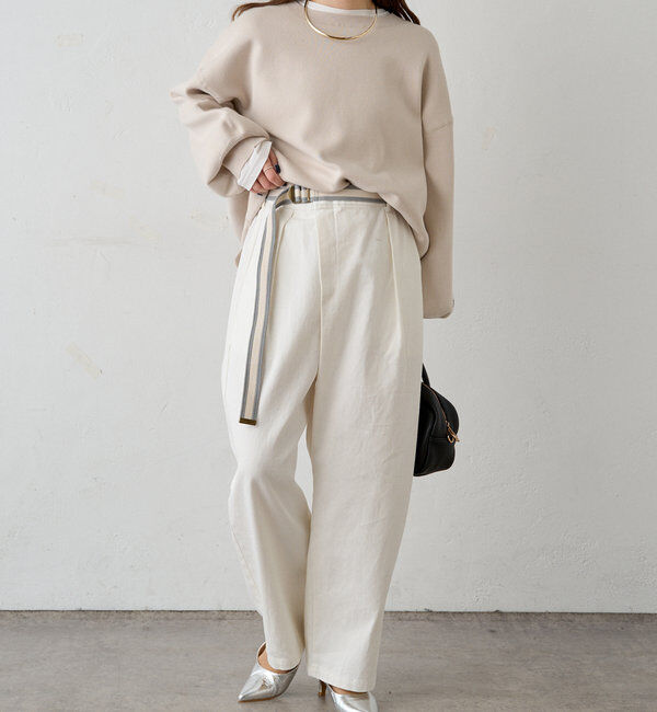  「ベルト付きリラックスデニムパンツ」|デニム|