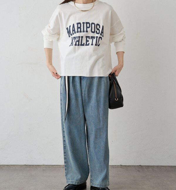  「ベルト付きリラックスデニムパンツ」|デニム|