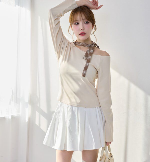  「リボンタイ／ワンショルカットトップス」|プルオーバー|