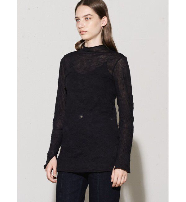 MIDIUMISOLID「MIDIUMISOLID for Ladies シアーハイネックインナー」|Tシャツ・カットソー|ブラック