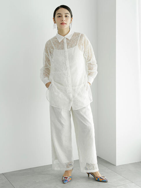 Te chichi「【Atelier Bloom】チュールフラワー刺繍パンツ（セットアップ可)」|その他|