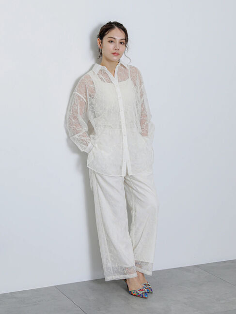 Te chichi「【Atelier Bloom】チュールフラワー刺繍パンツ（セットアップ可)」|その他|