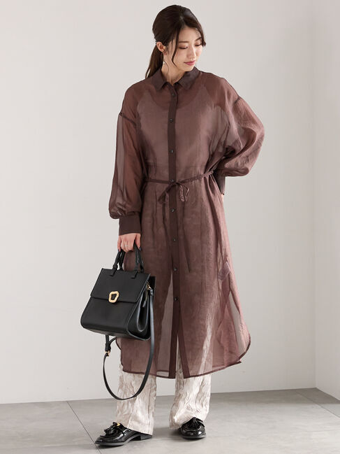 Te chichi「シアーロングレイヤーシャツ」|シャツ・ブラウス|ブラウン