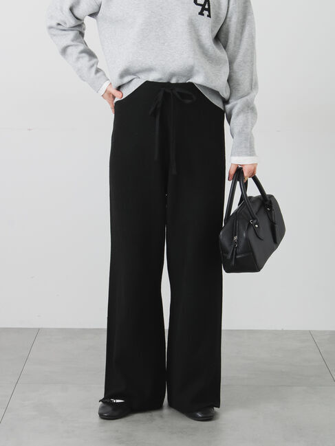 Lugnoncure「ニットイージーフレアパンツ」|その他|ブラック