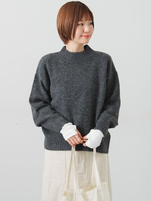 Lugnoncure「ウール混ふわふわハイネックニット」|ニット・セーター|チャコールグレー