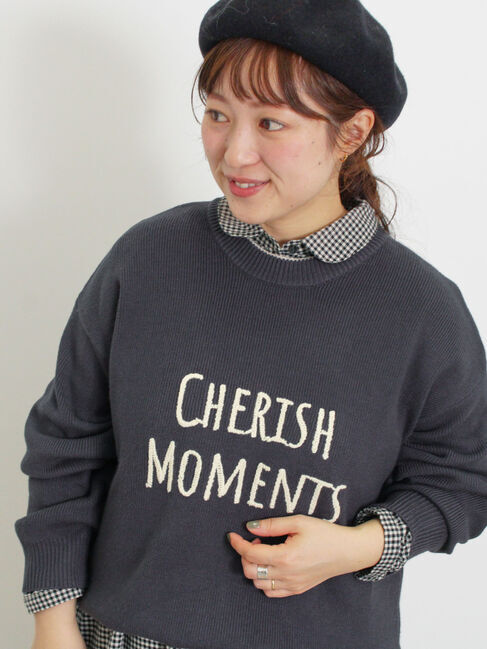 Samansa Mos2「◎レタリング配色ニット」|ニット・セーター|