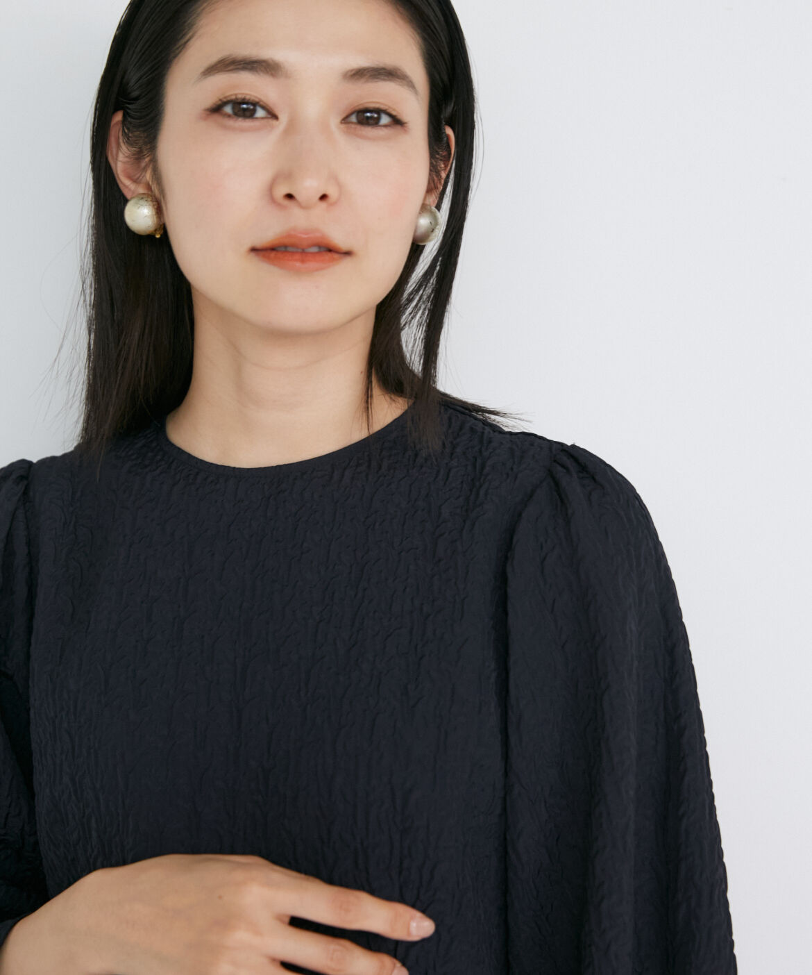 INED「ジャガードペプラムブラウス」|シャツ・ブラウス|