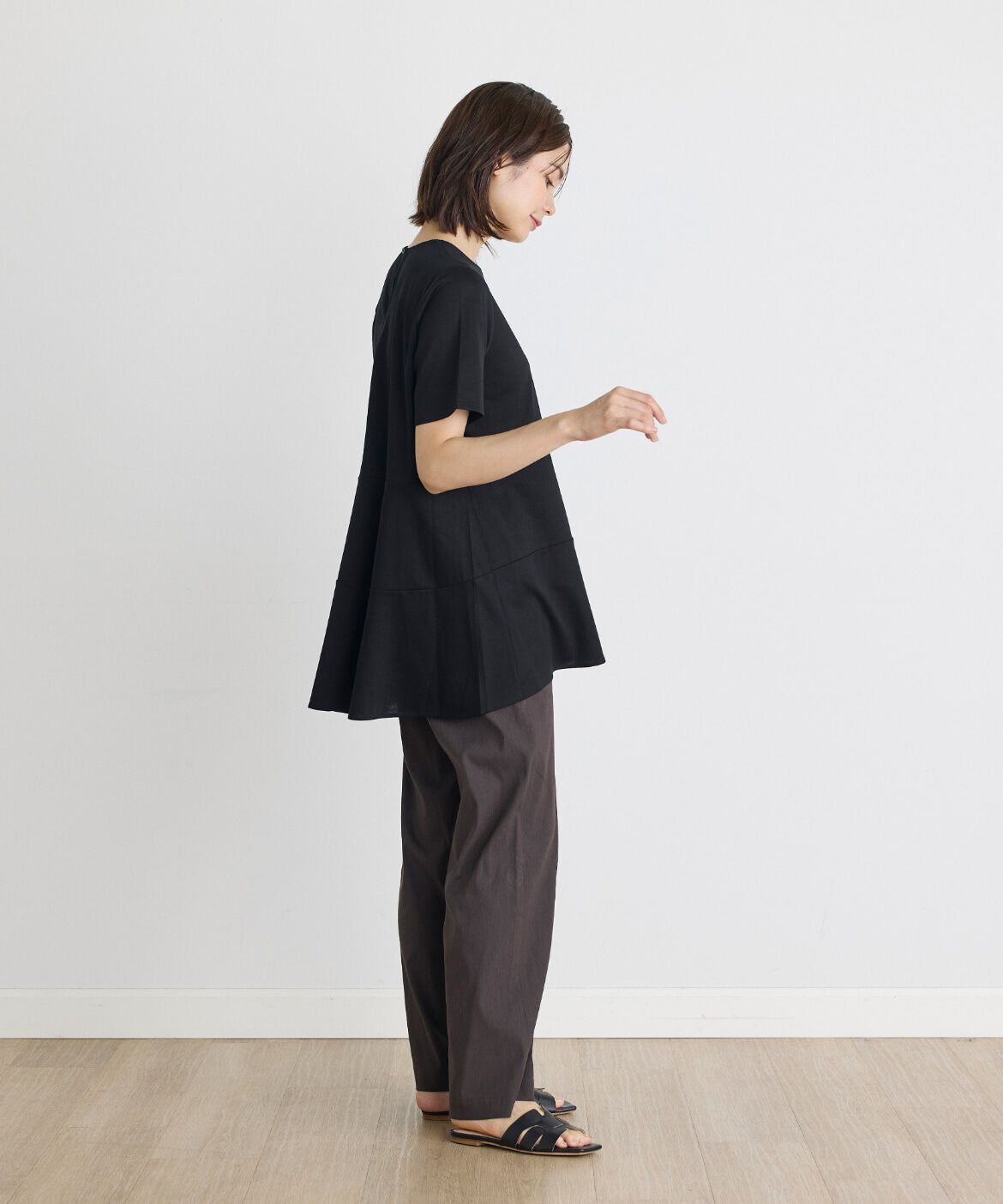 INED「《大きいサイズ》切り替えAラインTシャツ」|Tシャツ・カットソー|