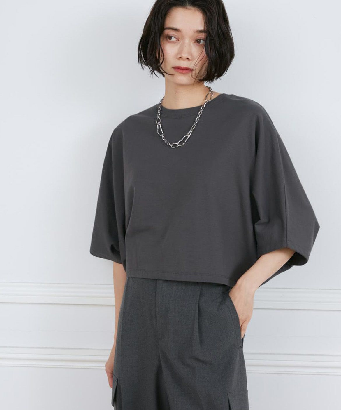 INED「ミニ裏毛クロップドトップス」|Tシャツ・カットソー|スミクロ5