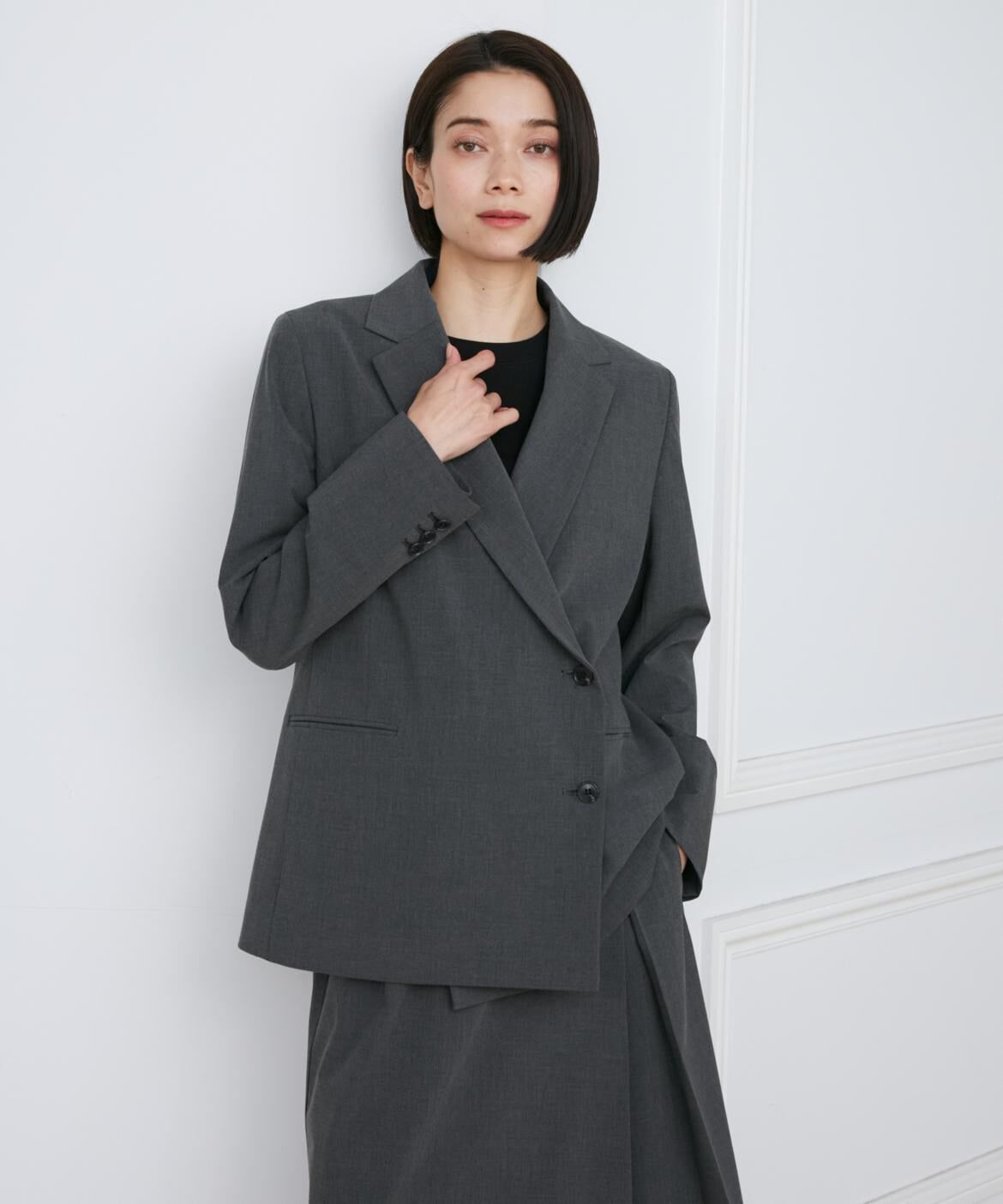 INED「2WAYストレッチダブルブレストサイド釦ジャケット」|テーラードジャケット|