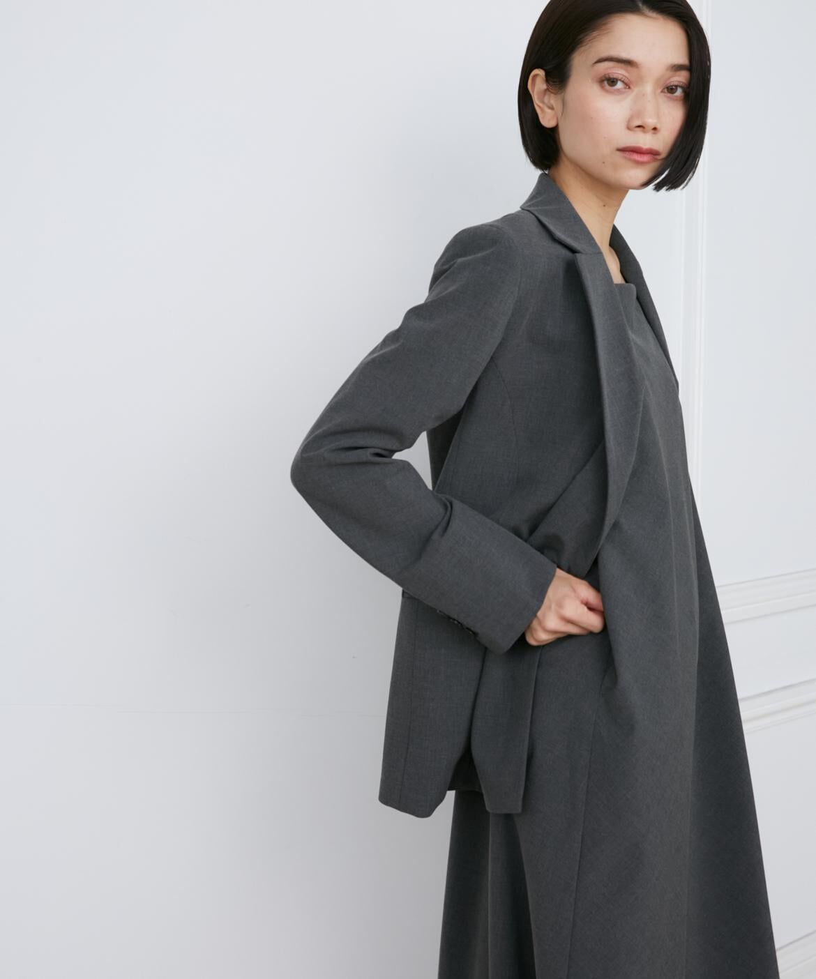 INED「2WAYストレッチダブルブレストサイド釦ジャケット」|テーラードジャケット|