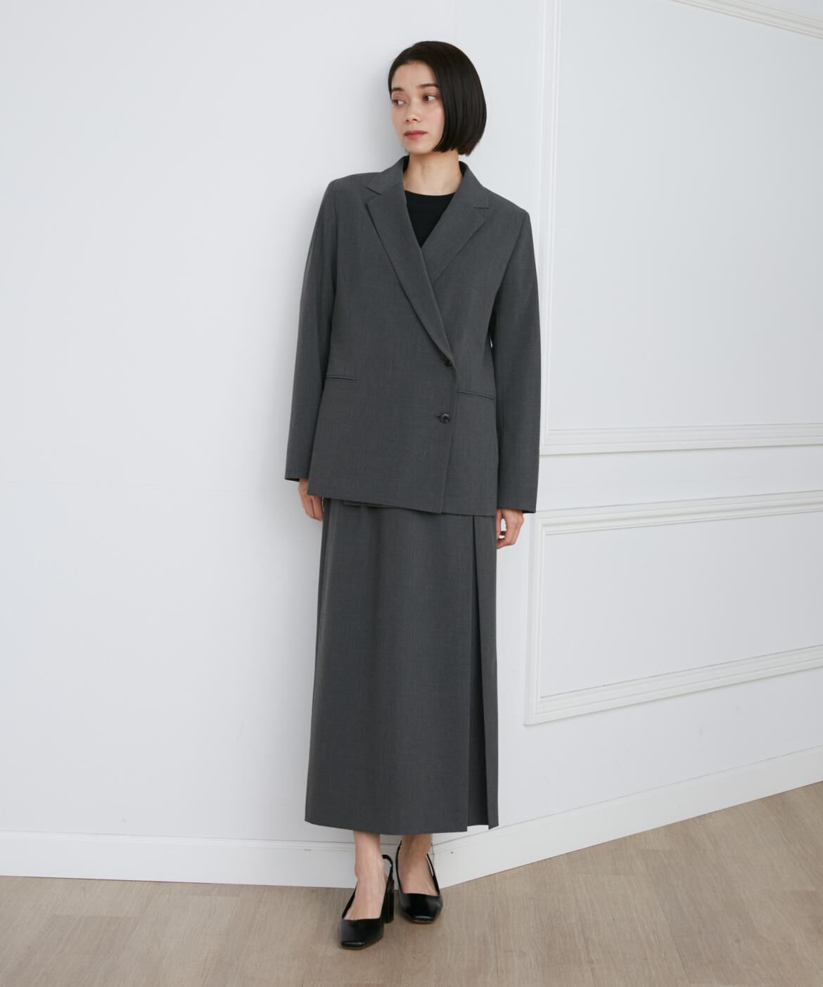 INED「2WAYストレッチダブルブレストサイド釦ジャケット」|テーラードジャケット|