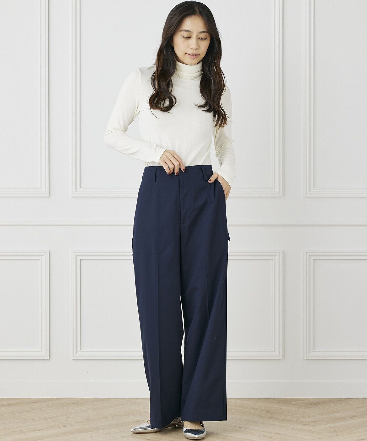 INED「《INED CLARO》ラグウォームタートルネックプルオーバー」|ニット・セーター|