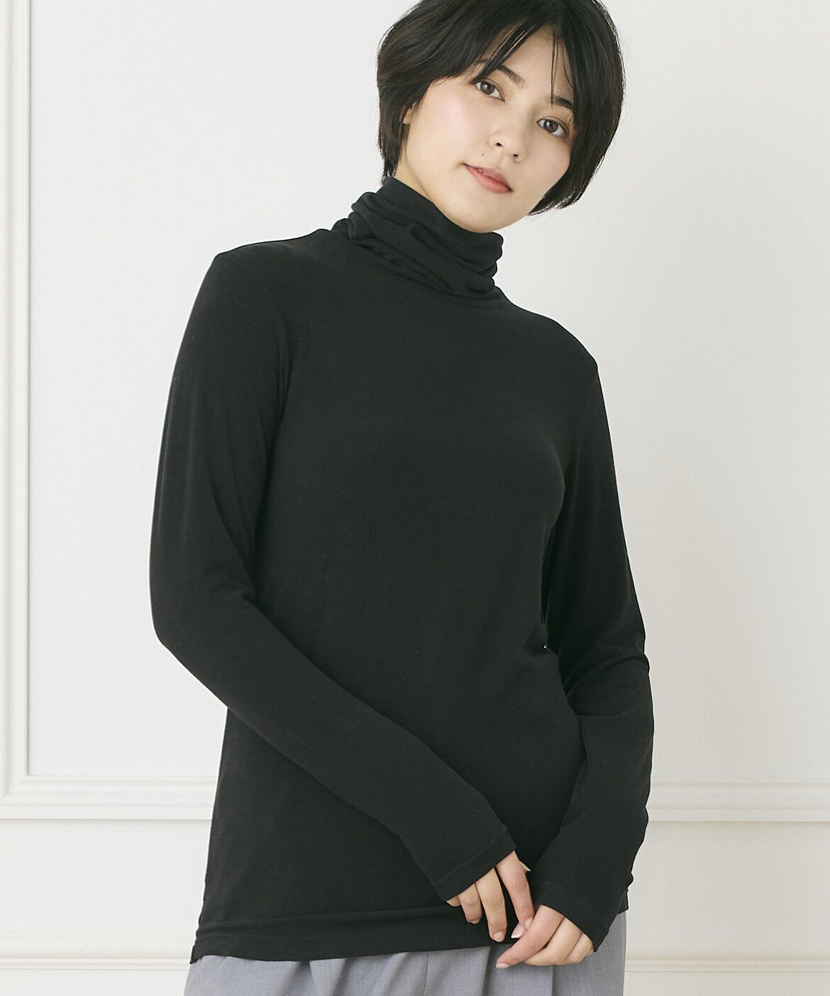 INED「《INED CLARO》ラグウォームタートルネックプルオーバー」|ニット・セーター|