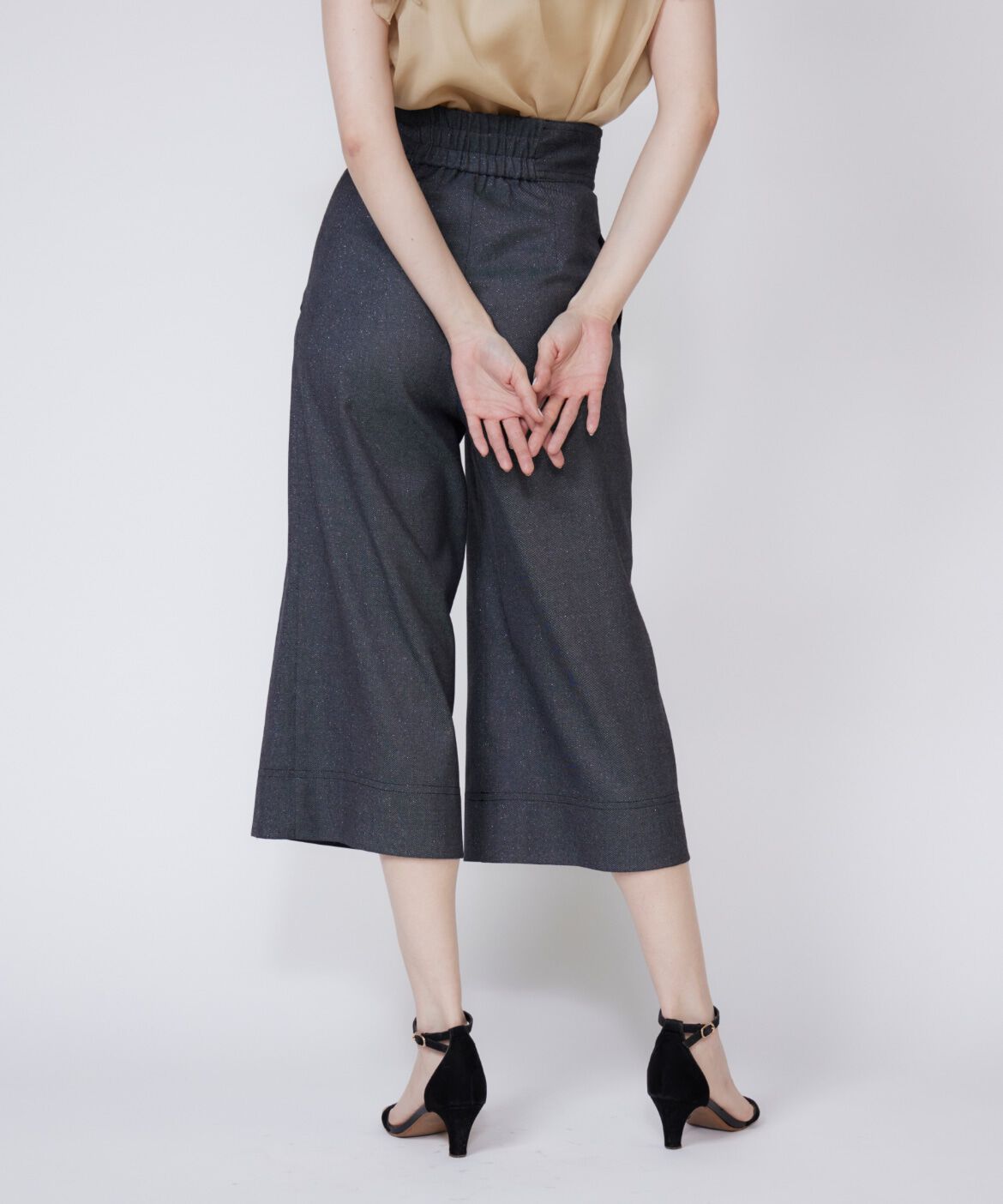 Maglie le cassetto「《プラスサイズ》ラメデニムハイウエストパンツ」|デニム|