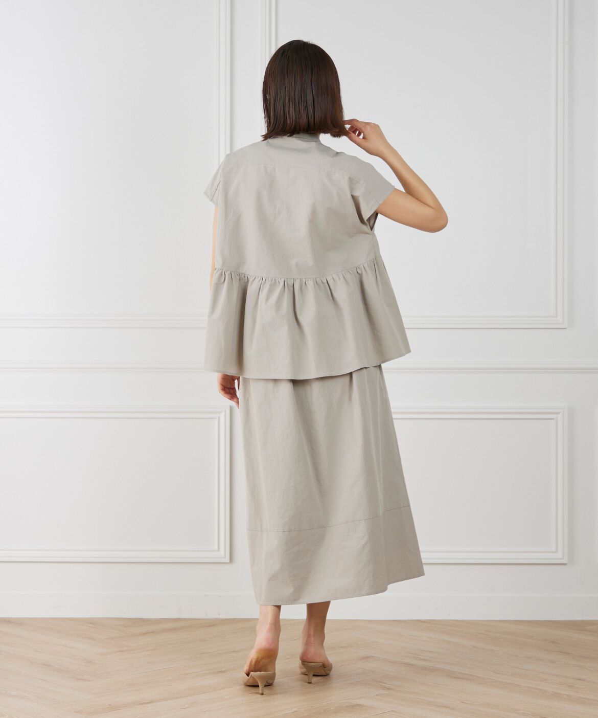 7-IDconcept.「切り替えギャザースカート」|フレア|