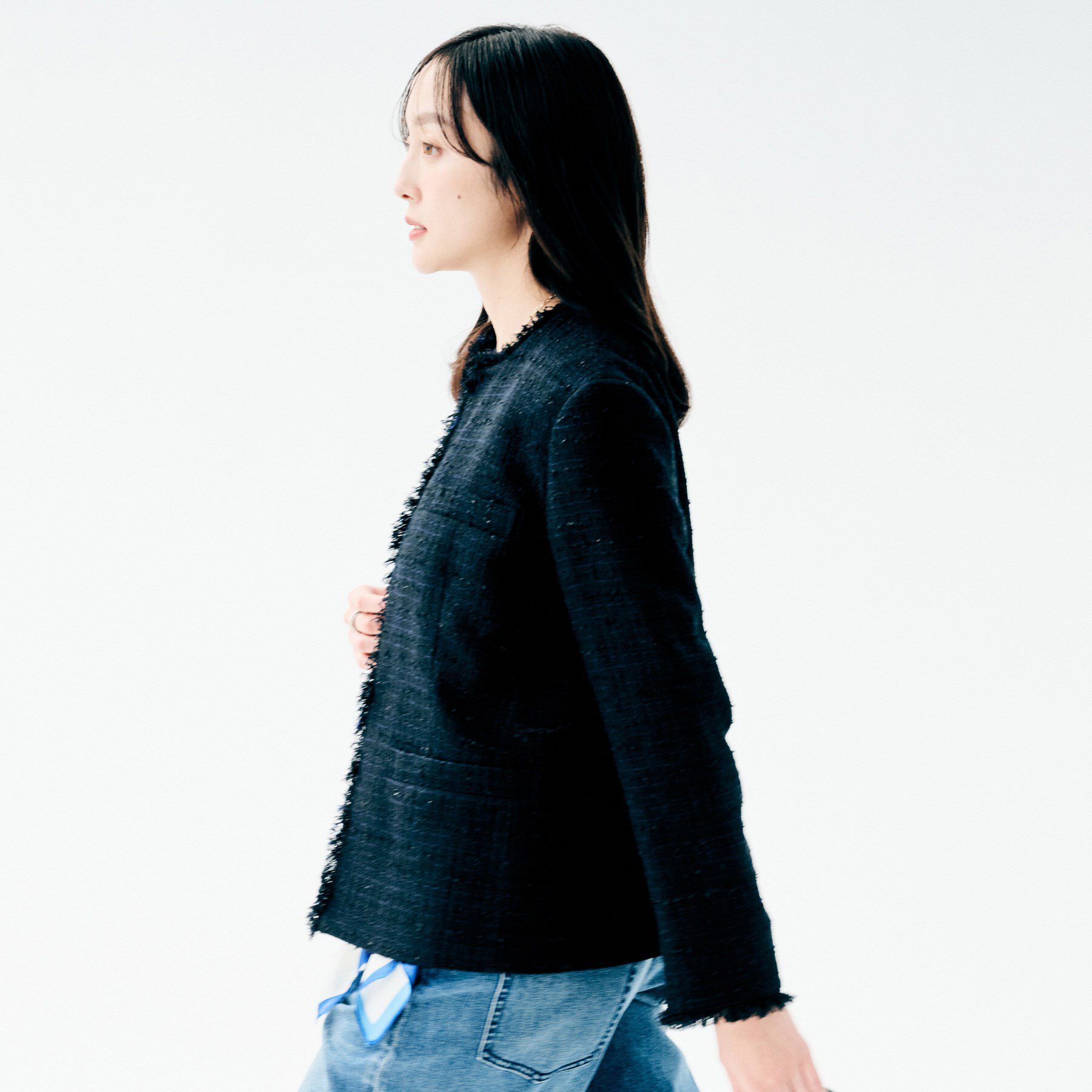 UNTITLED「【着丈長め/軽い/オンオフ使える】ファンシーツイード ジャケット」|ノーカラージャケット|