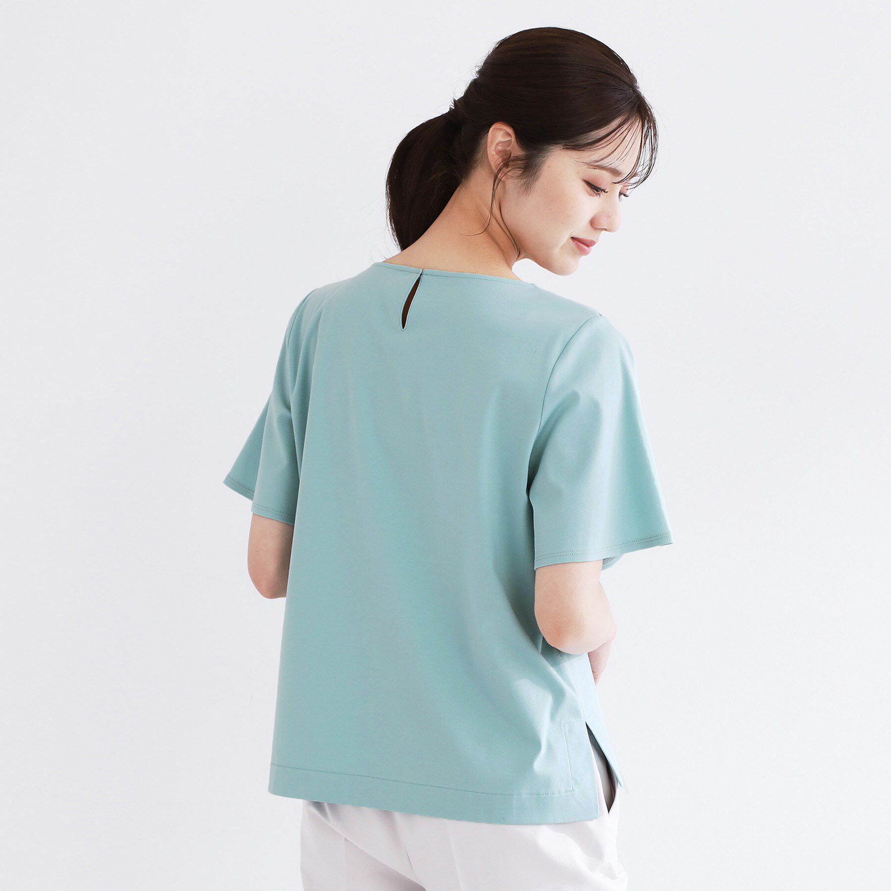 Reflect「【手洗い可】レースデザインジャージTシャツ」|Tシャツ・カットソー|