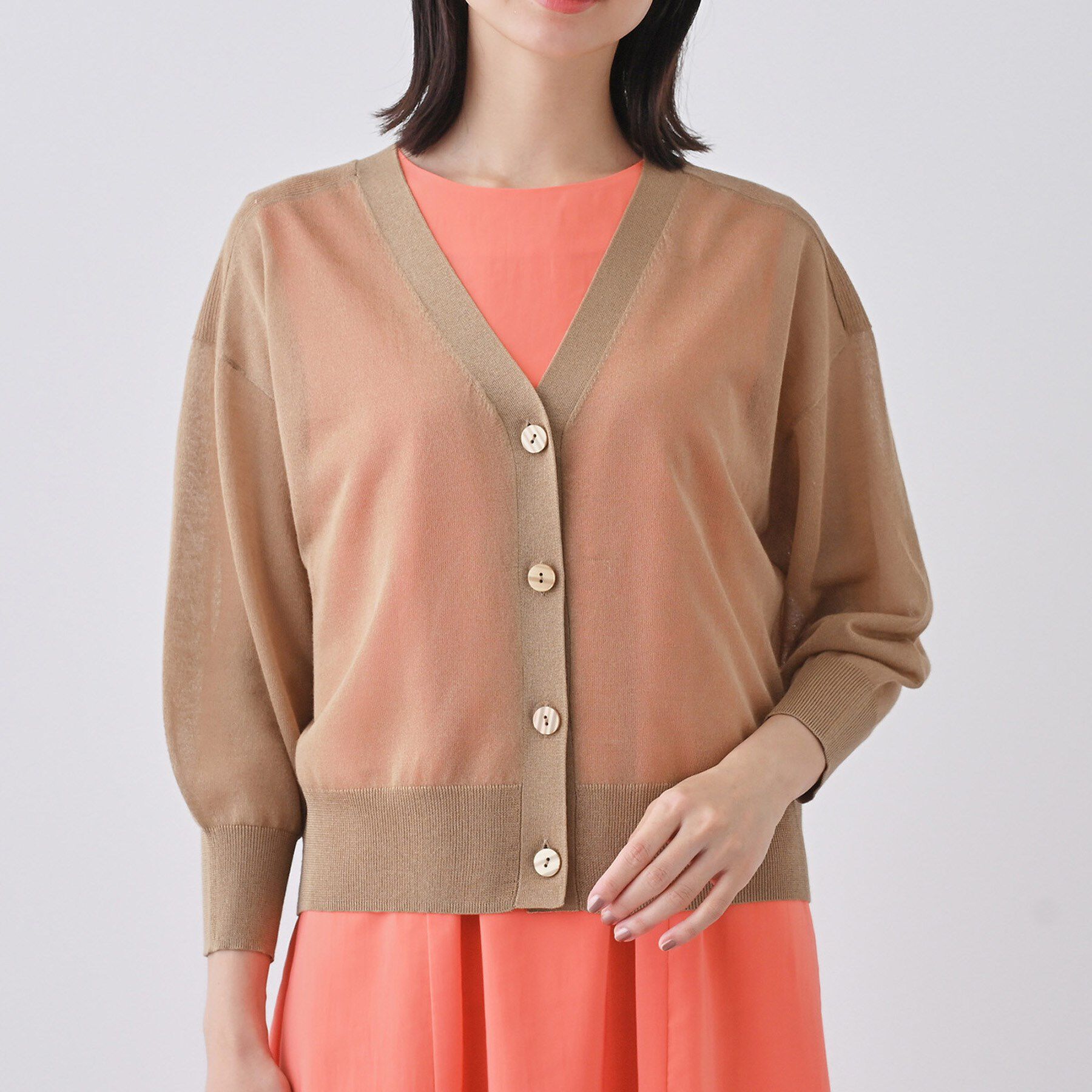 INDIVI「【大人シアーラメ】きれいめニットカーディガン」|カーディガン|