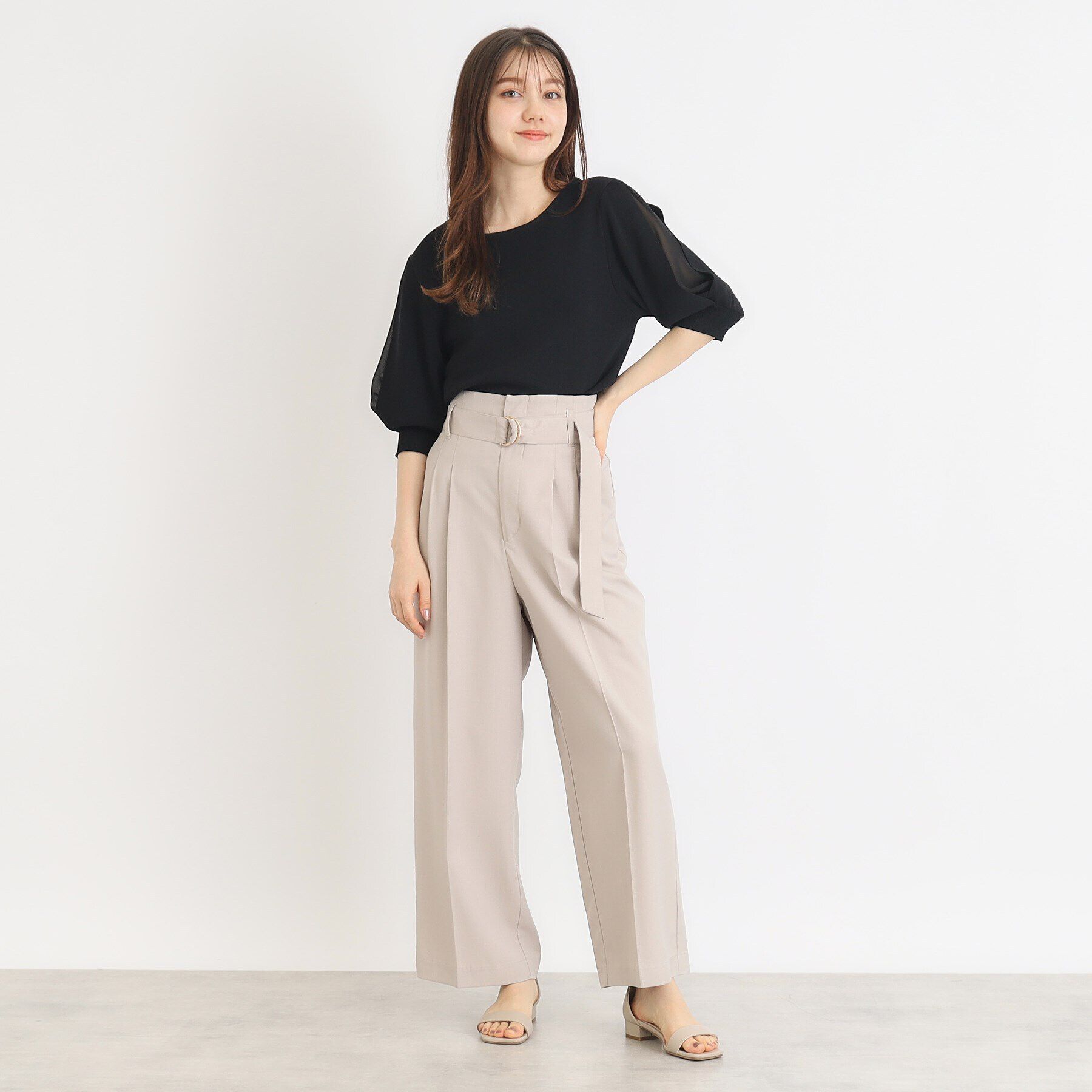 index「クールタッチデザインスリーブニット【洗濯機洗い可/抗ピル/接触冷感】」|ニット・セーター|