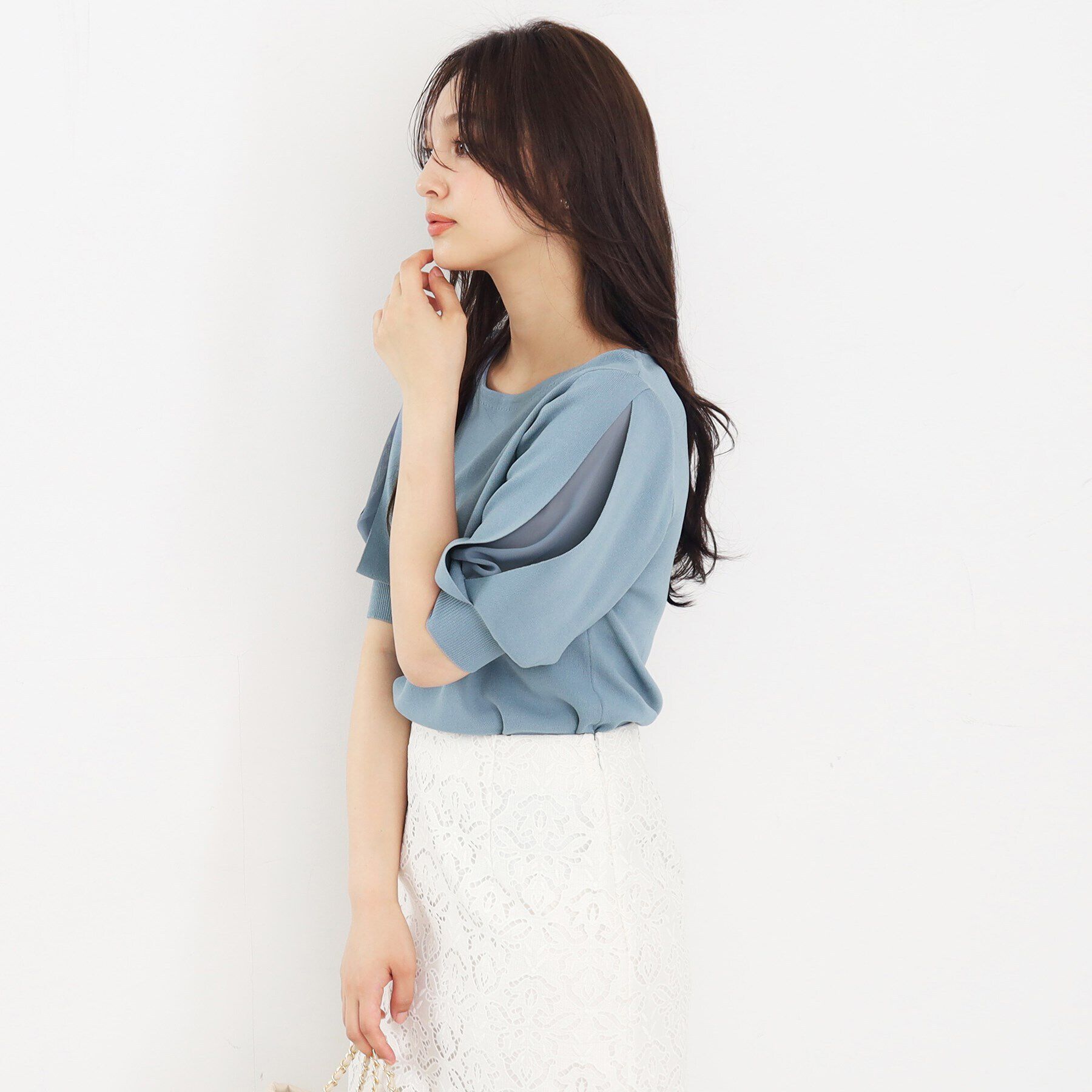 index「クールタッチデザインスリーブニット【洗濯機洗い可/抗ピル/接触冷感】」|ニット・セーター|