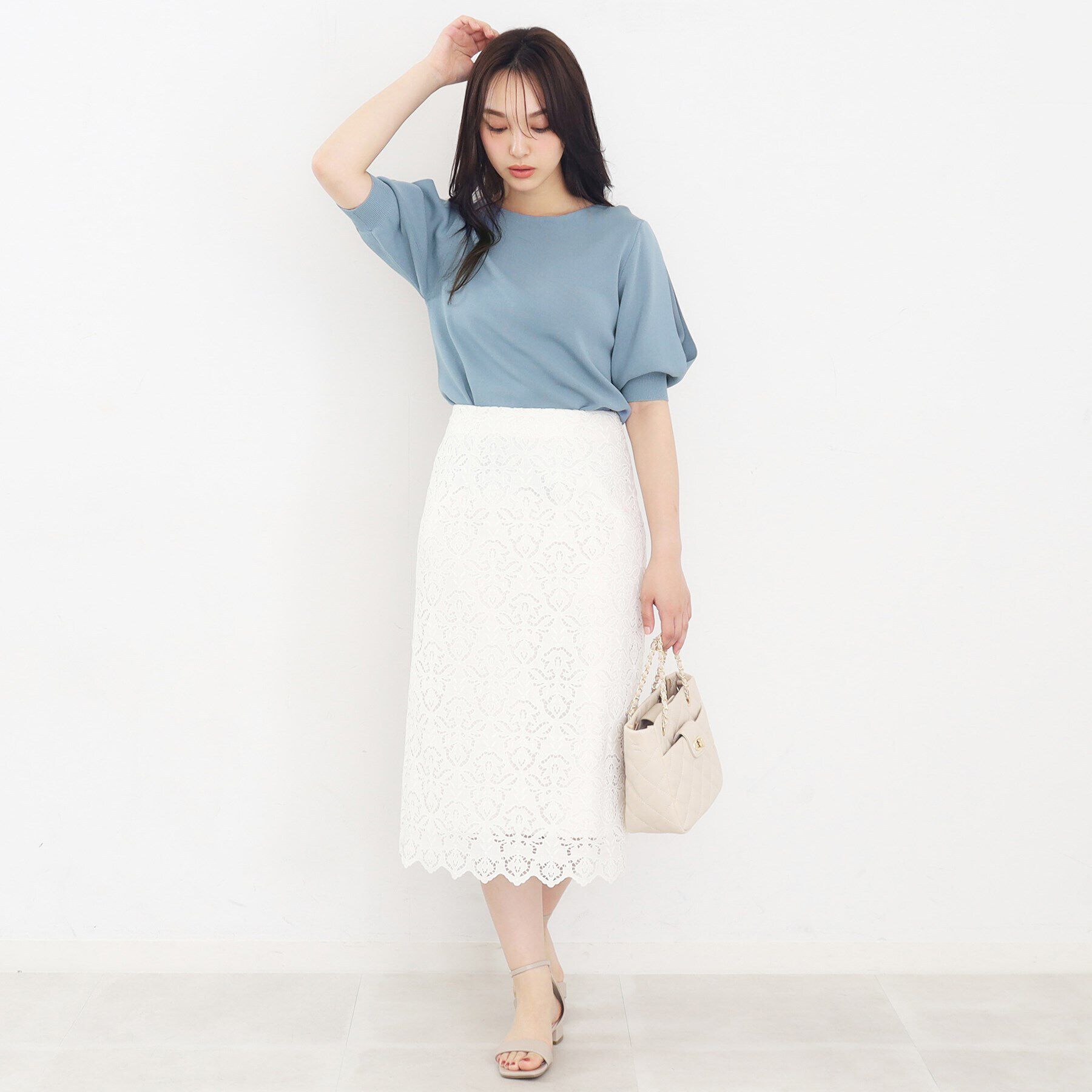 index「クールタッチデザインスリーブニット【洗濯機洗い可/抗ピル/接触冷感】」|ニット・セーター|