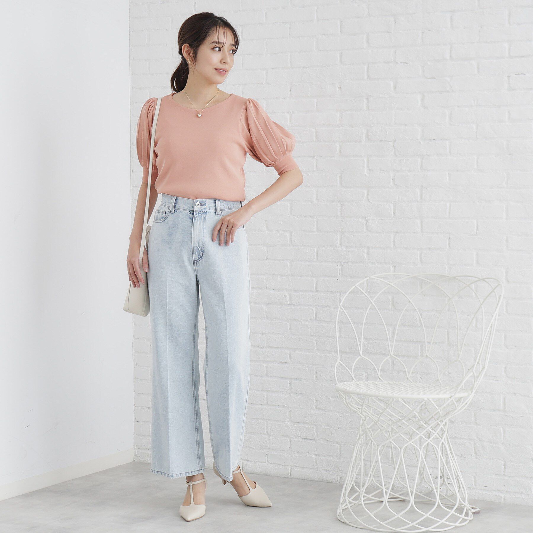 index「《S-LLsize/6color》ドライタッチ プリーツスリーブニット【洗濯機洗い可/抗ピル/接触冷」|ニット・セーター|