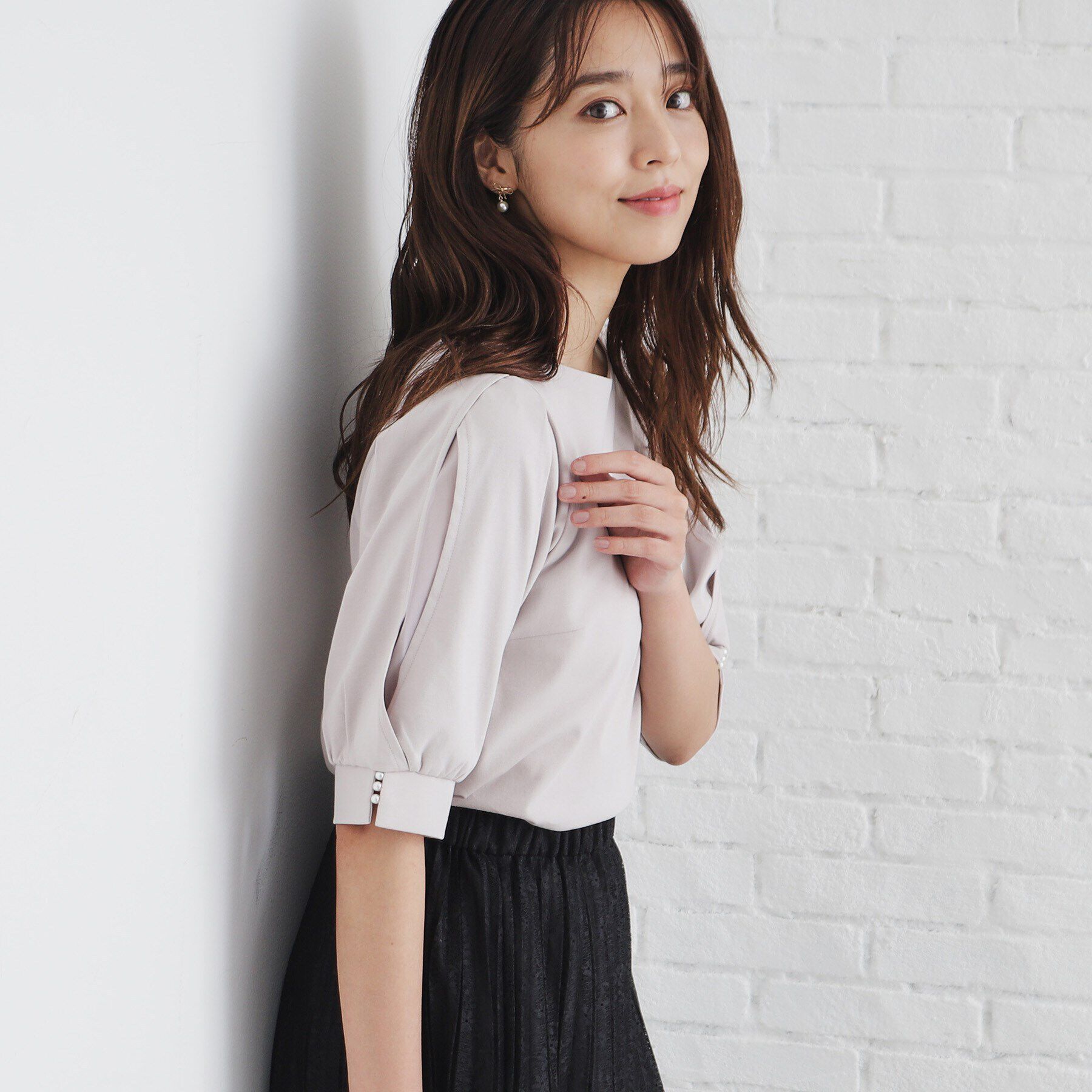 index「クールタッチラップスリーブトップス【洗濯機洗い可/接触冷感】」|Tシャツ・カットソー|グレージュ(050)