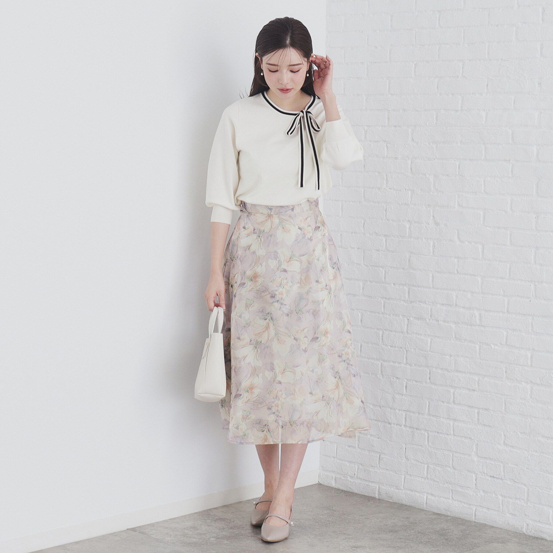 index「オーガンジーフラワーフレアスカート【洗濯機洗い可/イージーアイロン】」|スカート|