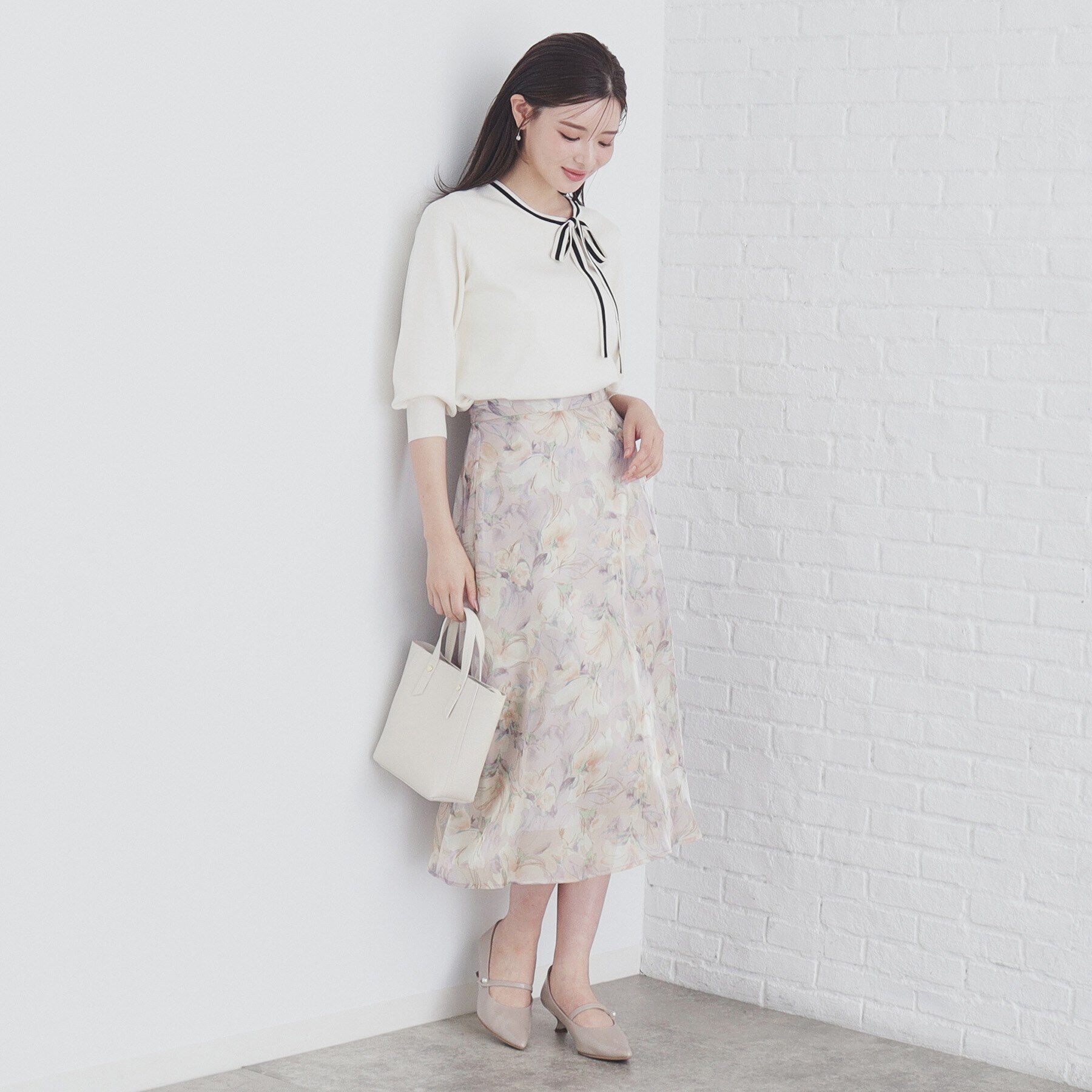 index「オーガンジーフラワーフレアスカート【洗濯機洗い可/イージーアイロン】」|スカート|