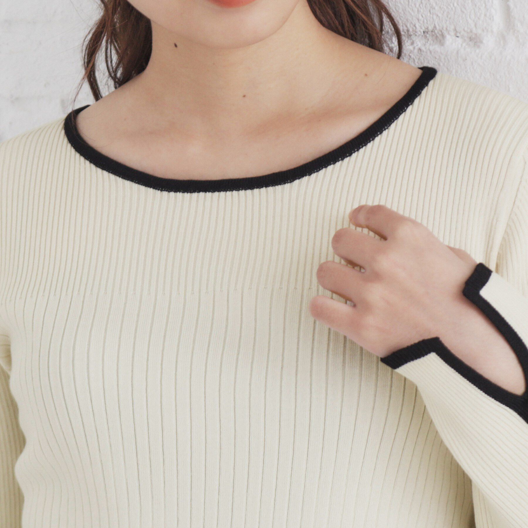 index「スリットスリーブバイカラーリブニット【洗濯機洗い可】」|ニット・セーター|