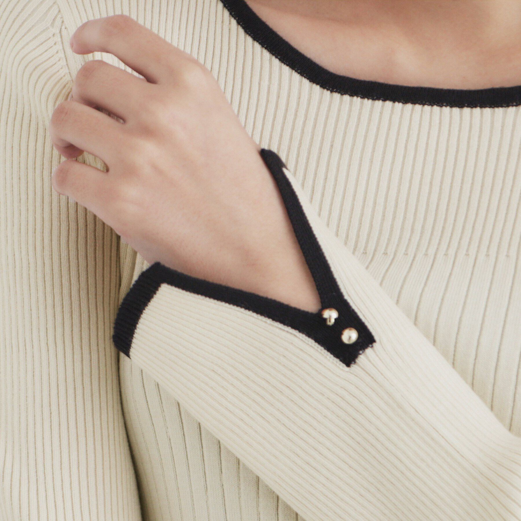 index「スリットスリーブバイカラーリブニット【洗濯機洗い可】」|ニット・セーター|