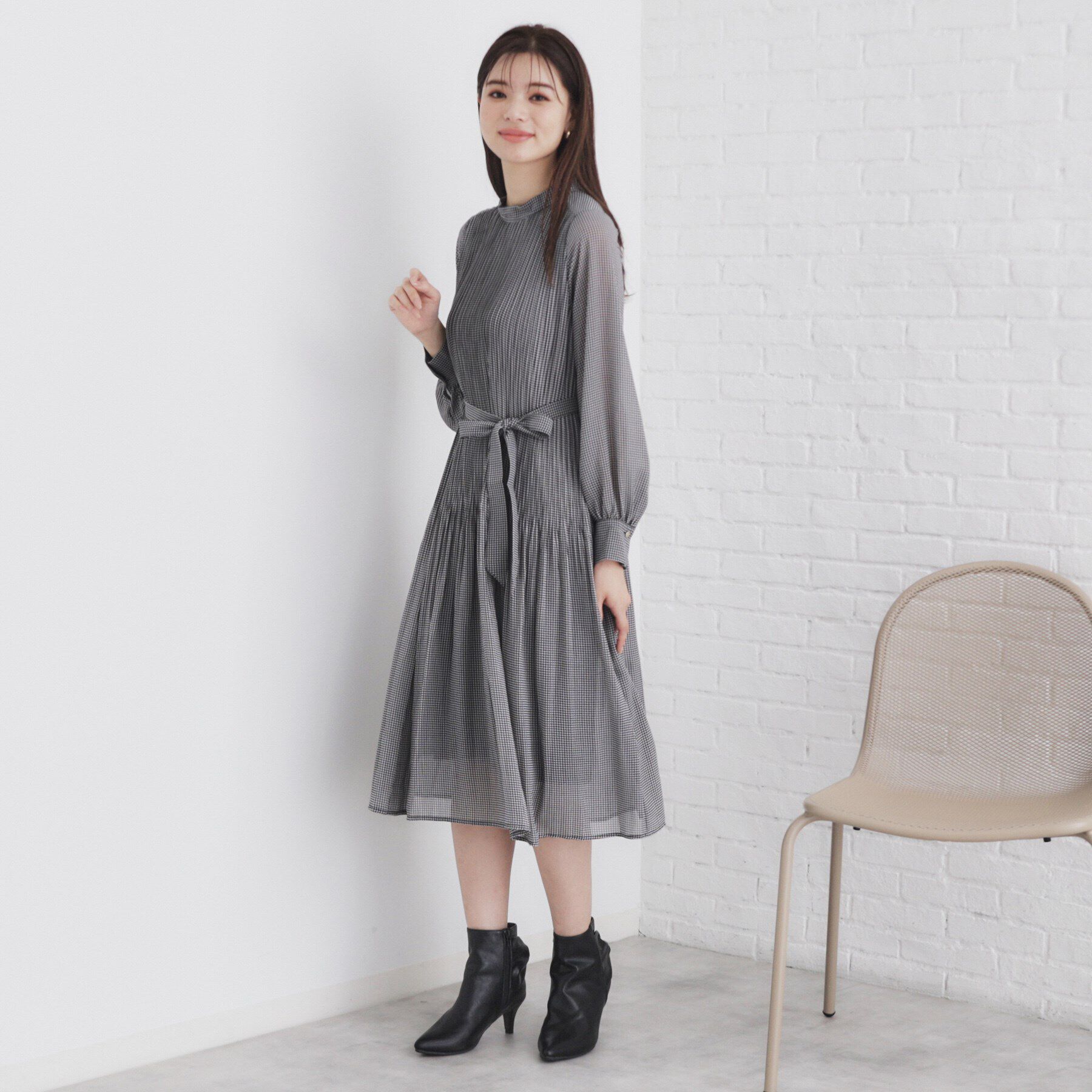 index「2WAYリボン プリーツワンピース【洗濯機洗い可】」|ワンピース|