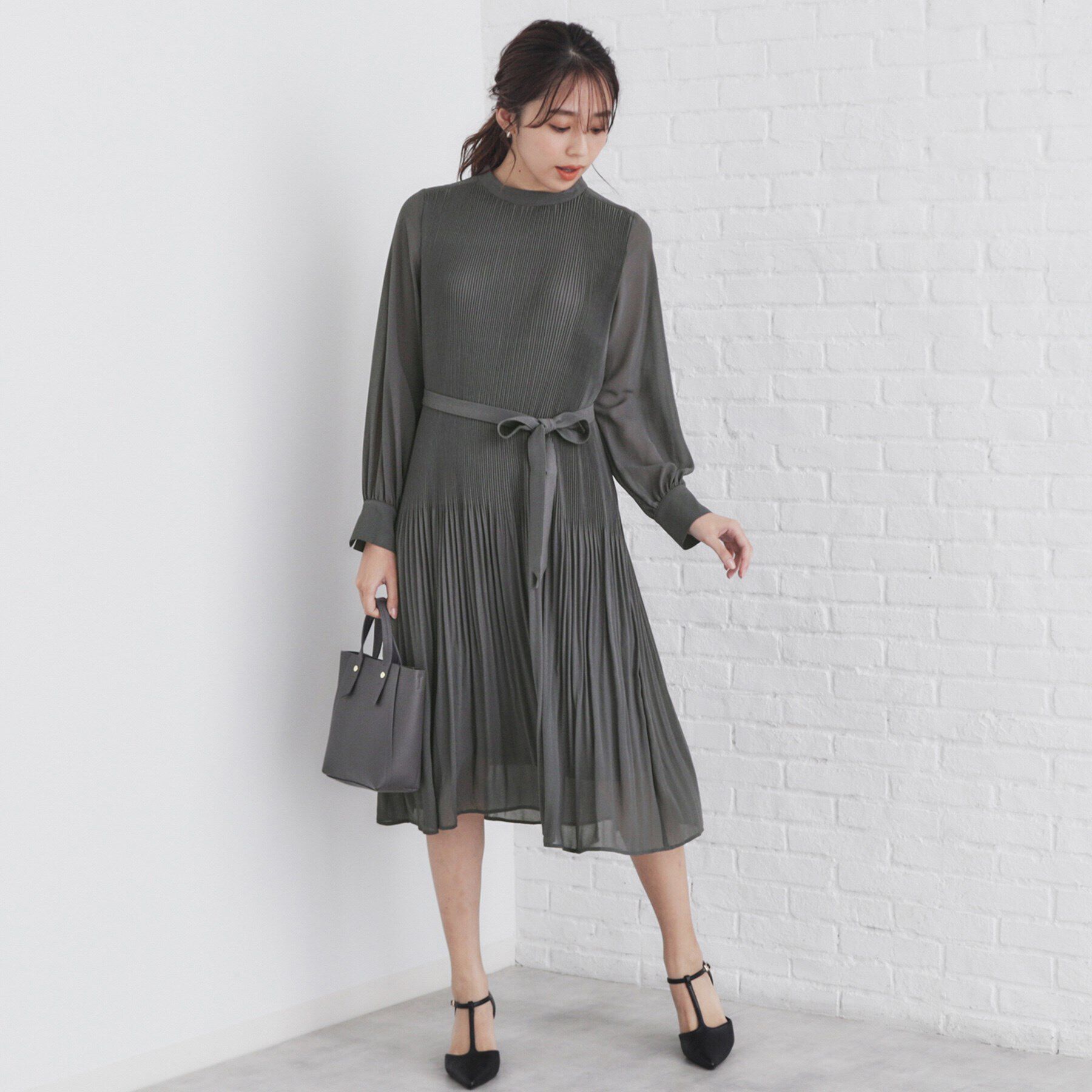 index「2WAYリボン プリーツワンピース【洗濯機洗い可】」|ワンピース|