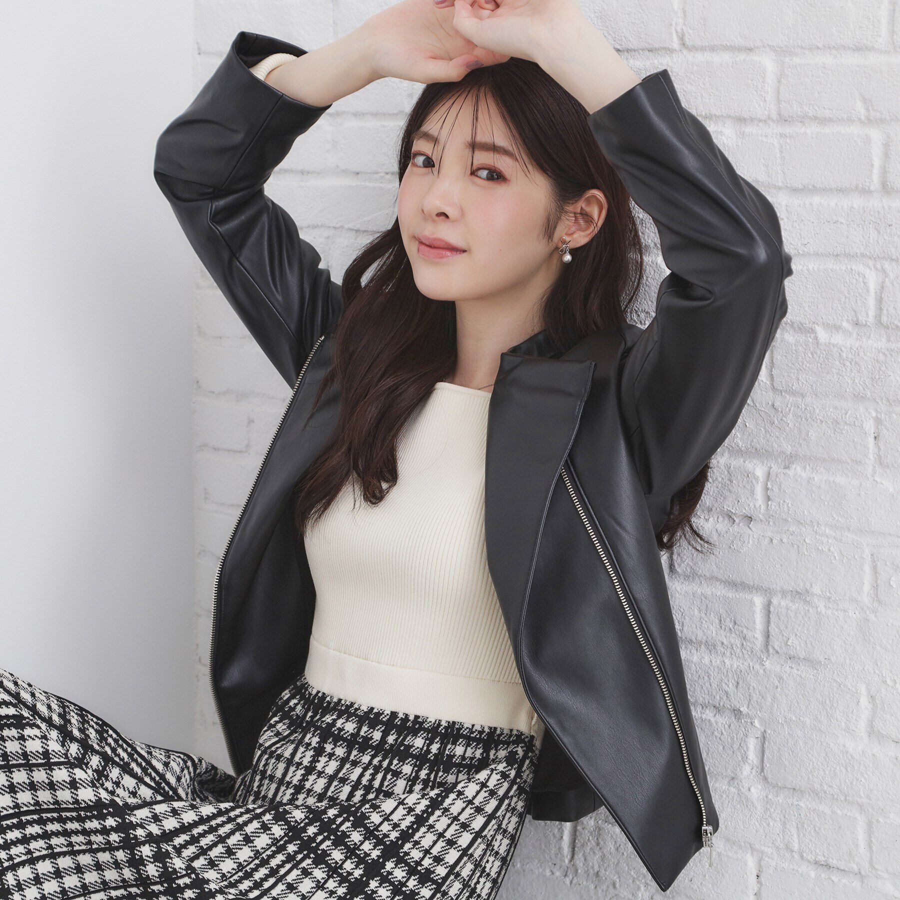 index「チェックプリーツ風ニットワンピース【洗濯機洗い可/抗ピル】」|ワンピース|