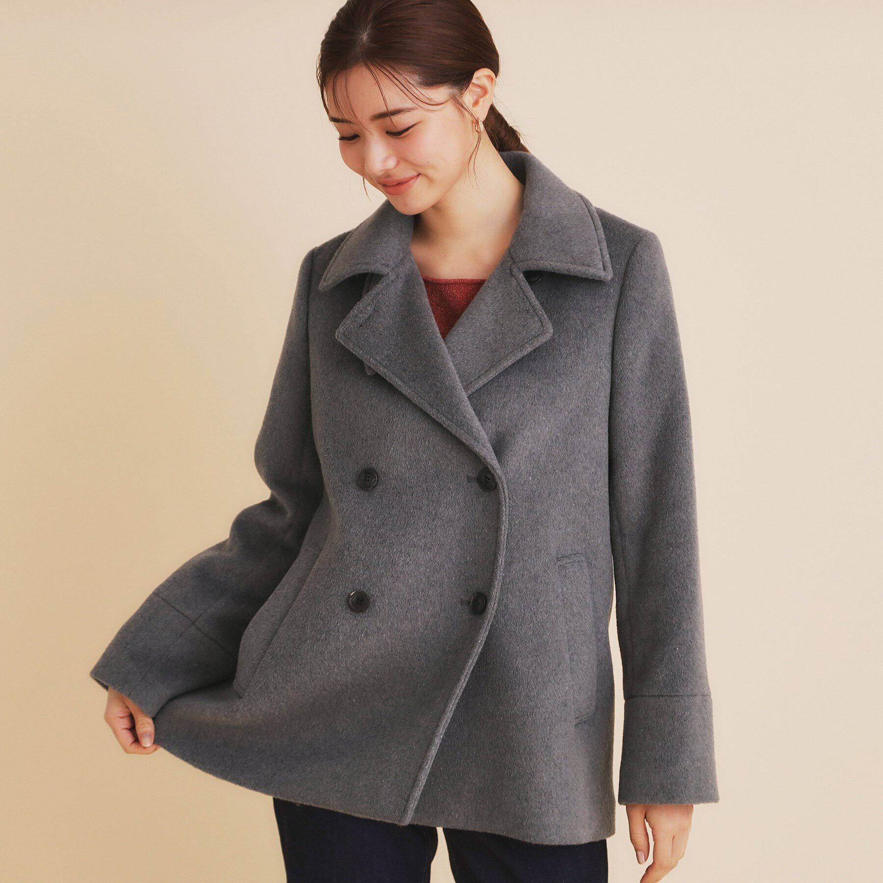 index「《5color/S-Lsize》ウール混 ステンカラーピーコート」|ピーコート|