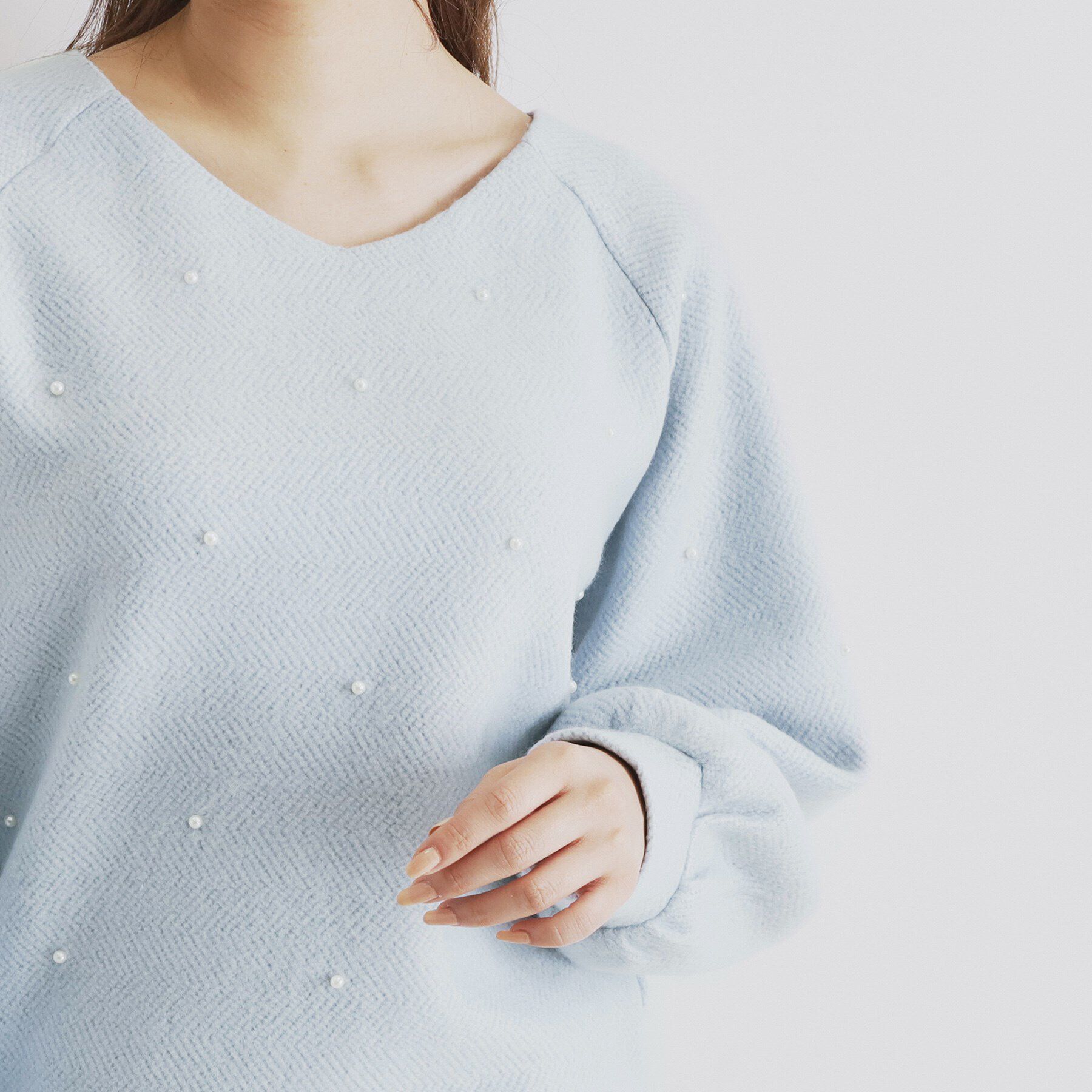 index「ツィード調起毛パールデザイントップス【洗濯機洗い可】」|Tシャツ・カットソー|