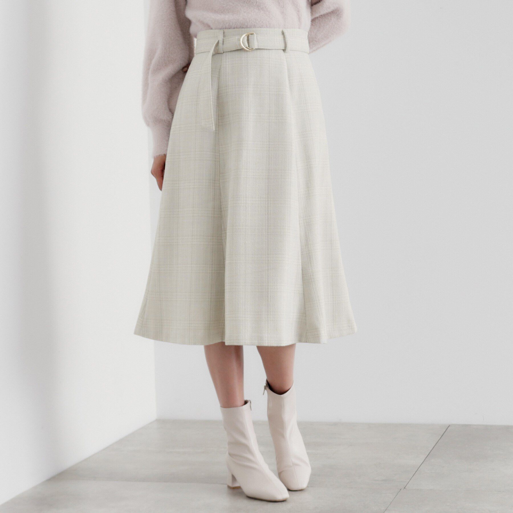 index「チェック柄マーメイドフレアスカート【洗濯機洗い可/イージーアイロン】」|スカート|グレー(212)