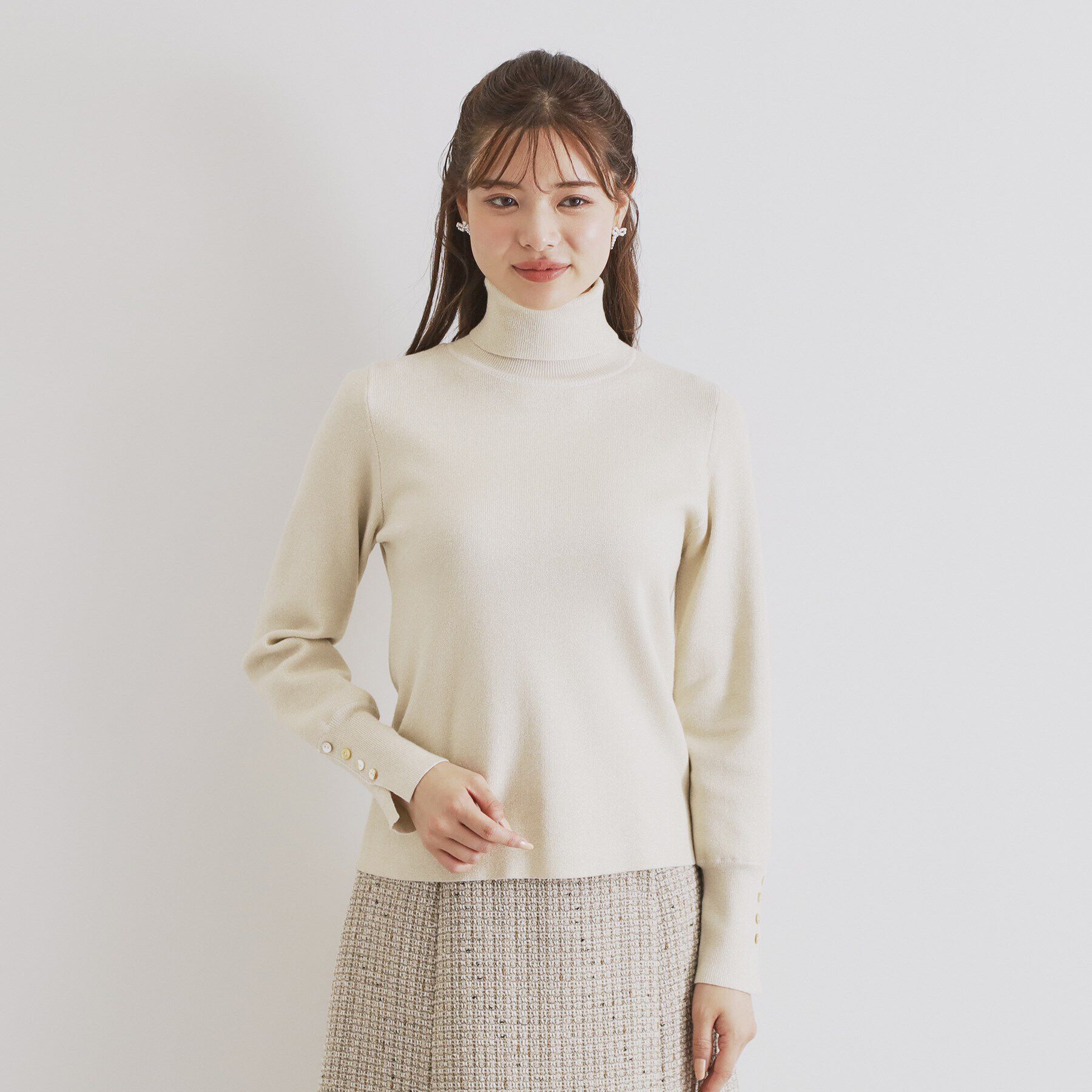 index「袖ボタンタートルネックニット【洗濯機洗い可】」|ニット・セーター|