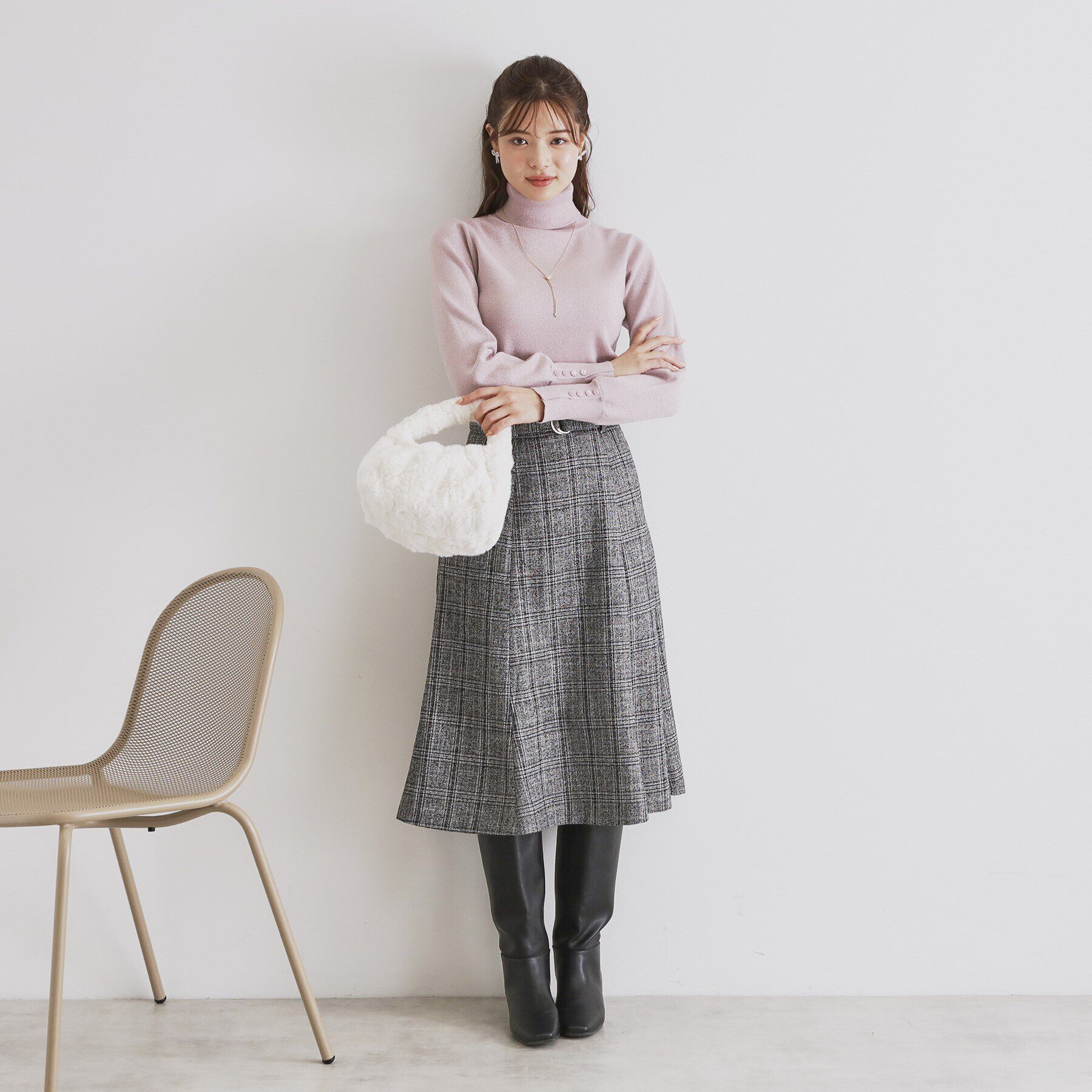 index「袖ボタンタートルネックニット【洗濯機洗い可】」|ニット・セーター|