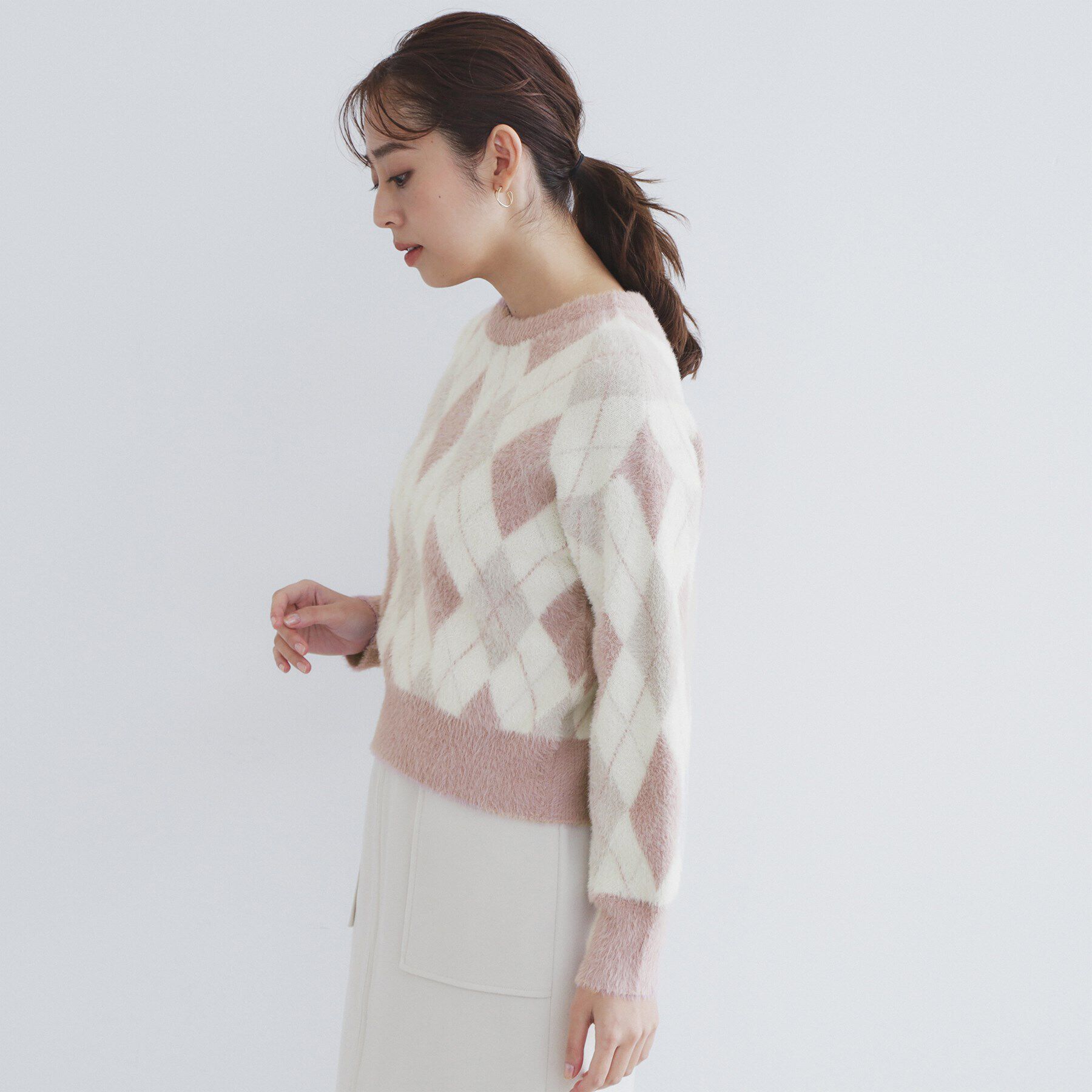 index「アーガイルチェックフェザーニット【洗濯機洗い可】」|ニット・セーター|