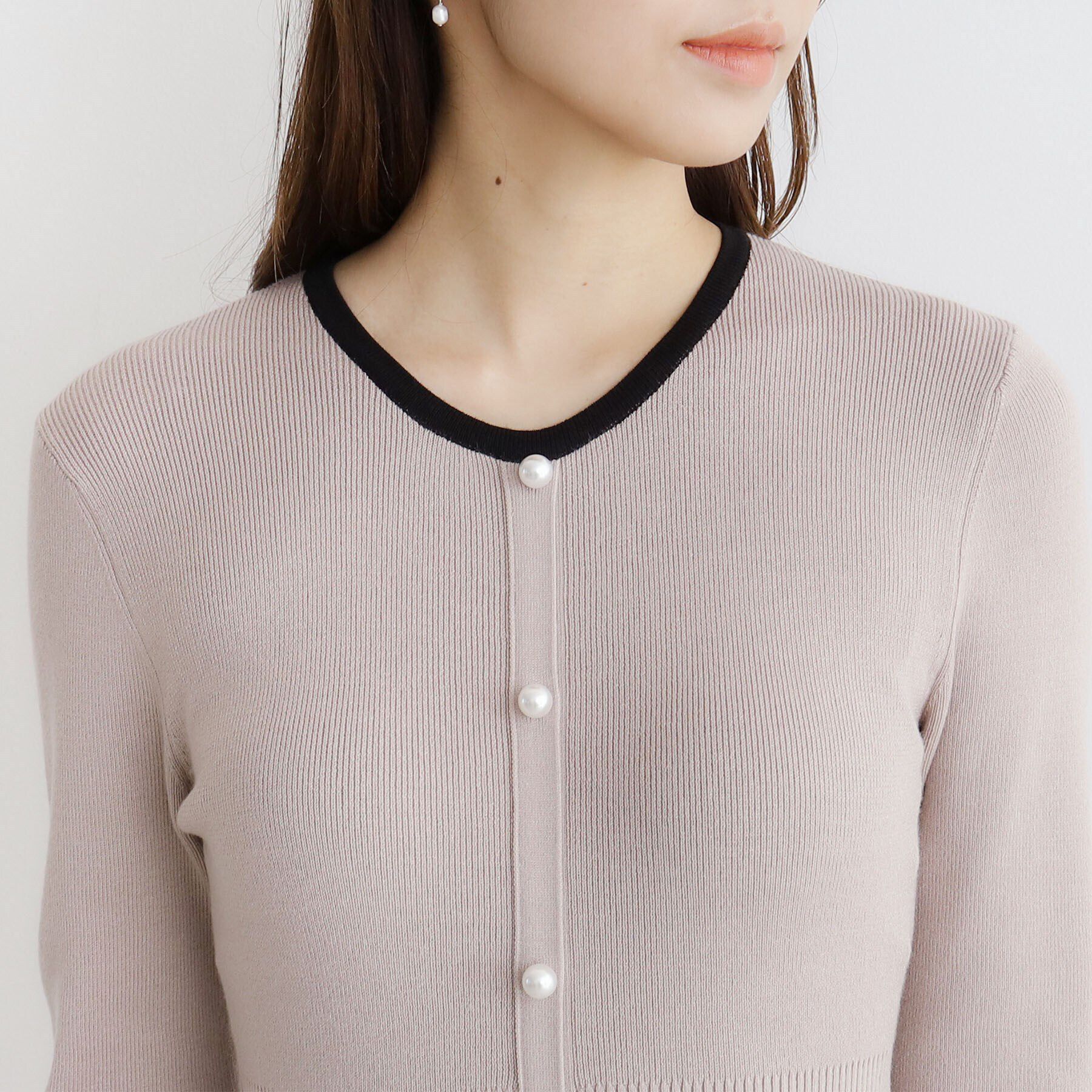 index「《美人百花掲載》パール調デザインバイカラーニットワンピース【洗濯機洗い可】」|ワンピース|